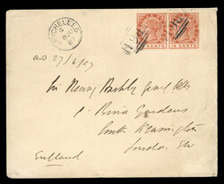 1887 (Jun 8) envelope to England with Mauritius 1883-90 16c chestnut ...