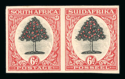 1926-27 Typograph Pretoria Print Plate Proofs 6d imperf pair unused ...
