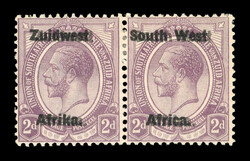 1923-26 Setting III 2d dull purple mint pair with double overprint ...
