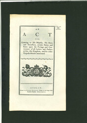 1788 George III Act relating to Postage Rates and the conveyance of ...