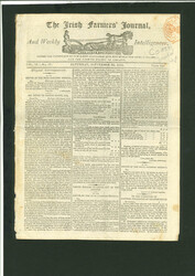 1815 (13.8) The Irish Farmers Journal, showing a red newspaper 2d ...