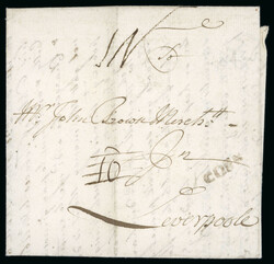 1709 Folded entire from Cork to Liverpool, text in Flemish, showing ...