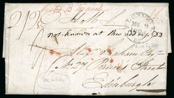 1824 (7.3) Folded entire turned cover Limerick to Clonmel, rate "6" ...
