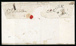1834 Cover front with part back flaps to Cork, franked free and with ...