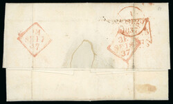 1837 (15.9) Folded entire from London to Dublin, bearing clear oval ...