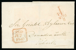 1840 (2.7) Prepaid folded entire from Kilcock showing an exceptional ...