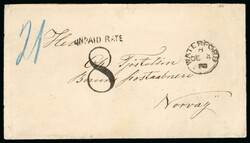 1870 (4.12) Envelope with contents sent from Waterford to Norway, ...