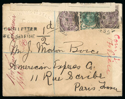 Cork: 1901 Embossed envelope from Turner's Hotel Cork to Paris, ...