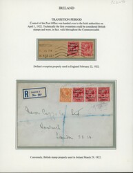 1922 Dollard 1/2d green on GB 1d red postal card, tied by ...