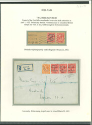 1922 Dollard 1/2d green on GB 1d red postal card, tied by ...