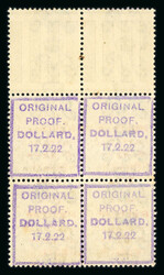 1/2d green, mint nh top gutter marginal block of four, showing the ...