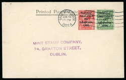 1/2d green and 1d scarlet, neatly tied by wavy line cancel with BAILE ...
