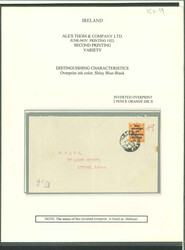 2d orange, die II, single showing inverted overprint variety, tied ...