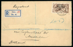 2s6d grey-brown, single tied on registered envelope from Dublin to ...