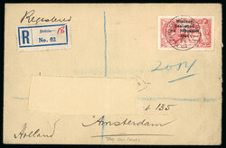 5s pale rose red, single tied on registered envelope from Dublin to ...