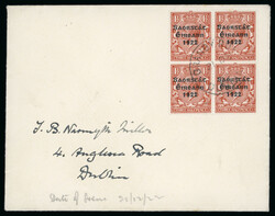 1 1/2d red-brown, block of four, neatly cancelled GRANBY ...
