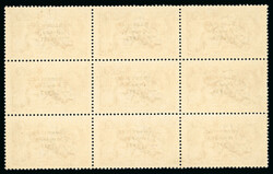 2s6d chocolate-brown, mint nh block of nine from Base Plate 5A, ...