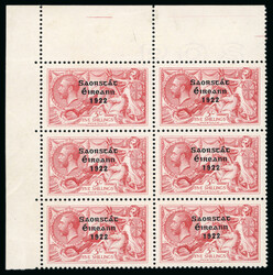 5s rose red, mint and mint nh top left corner sheet marginal block of ...