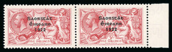 5s rose red, mint horizontal pair, right stamp showing "reversed ...