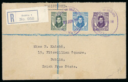 1929 O'Connell complete of all three values, all tied on a registered ...