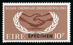 1964 UNO mint nh set of two, overprinted Specimen in black, fresh, ...