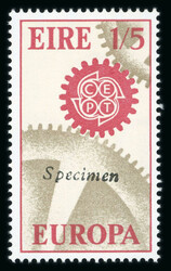1967 Europa mint nh set of two, overprinted Specimen in black and red ...