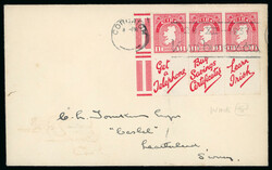 1931-40 SE 1d carmine, used booklet panes of three with different ...