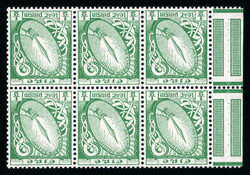 1940-75 E 1/2d green, mint nh booklet panes of six, showing normal ...