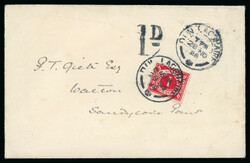 1926-1963 Postage Dues usages, interesting group of five covers, each ...
