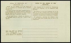 1929 Telegram Form: Unused 1s6d brown, embossed Irish Harp, text ...