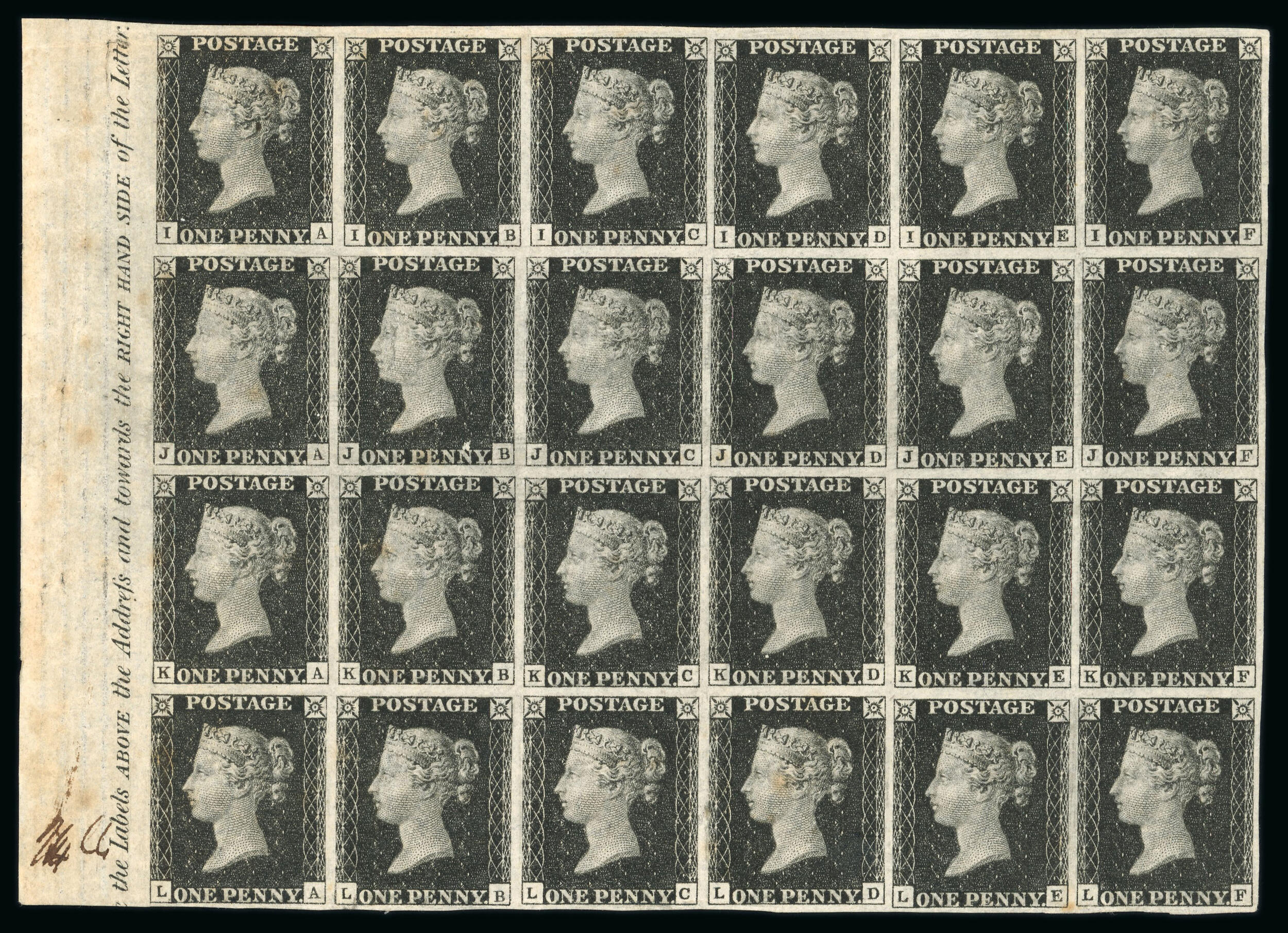 THE UNIQUE LARGEST MINT MULTIPLE OF THE PENNY BLACK IN PRIVATE ...