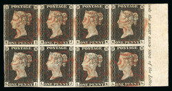 1840 1d Black, Plate 1a (KI–LL) Exceptional Right-Hand Sheet ...