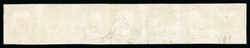 1840 1d Black, Plate 1b (QE–QK) Horizontal Strip of Seven, UsedAn ...