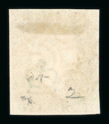 1840 1d Black, Plate 2, IL. Four margins, neat strike of red Maltese ...