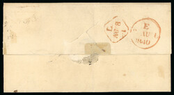 1840 1d Black, Plate 2, RE. Good to large margins on cover to ...