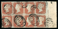 1841 1d red-brown Pl. 76 EI-FL, exceptional right hand marginal block ...