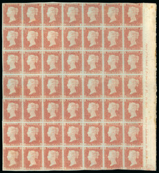 A Spectacular Marginal Block of Forty-Nine1841 1d Pale Red-Brown, ...