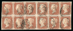 1841 1d Red, group of fine used multiples mounted on a Hagner page: ...
