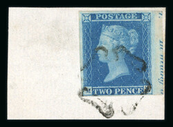 1841 2d blue pl.3 ML with four margins, part sheet margin at right ...