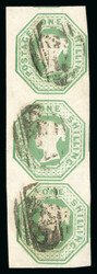 1847–54 1s Pale Green, used group comprising: a fine single with ...