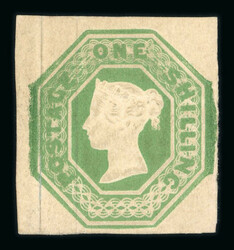 1847–54 1s Green, mint with large margins and part original gum. ...
