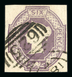 1847–54 6d Mauve, four margins, used with “625” postmark of ...