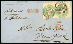 1849 (10 Nov) Wrapper from Liverpool to New York by Packet Caledonian ...