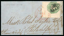 1854 (16 Feb) Wrapper from Derry, Ireland, to Philadelphia, USA, ...