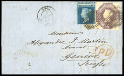 1855 (6 Jun) Entire from London to Geneva, Switzerland, bearing ...