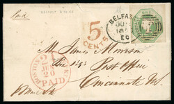 1856 (5 Jun) Wrapper from Belfast, Ireland, to Cincinnati, USA, ...