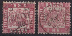 "Bad. Rheinfelden" K1 und seltener Ovalstempel auf zweimal 3 KR ...