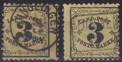 "Dinglingen" K1 und Billettstpl. klar auf zweimal Landpost 3 Kr. gelb ...