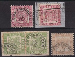 "Emmendingen" K2 (verschied. Typen) auf 3 Kr., Paar 1 KR und 9 Kr., ...
