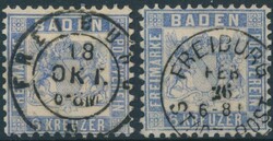 "Freiburg" K2 und K1 "Freiburg-Stadtpost" je sehr klar auf zweimal 6 ...